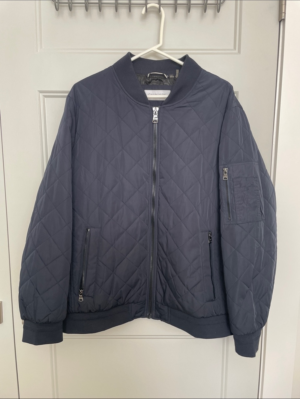 Calvin Klein Quilted Bomber Jacket - Navy